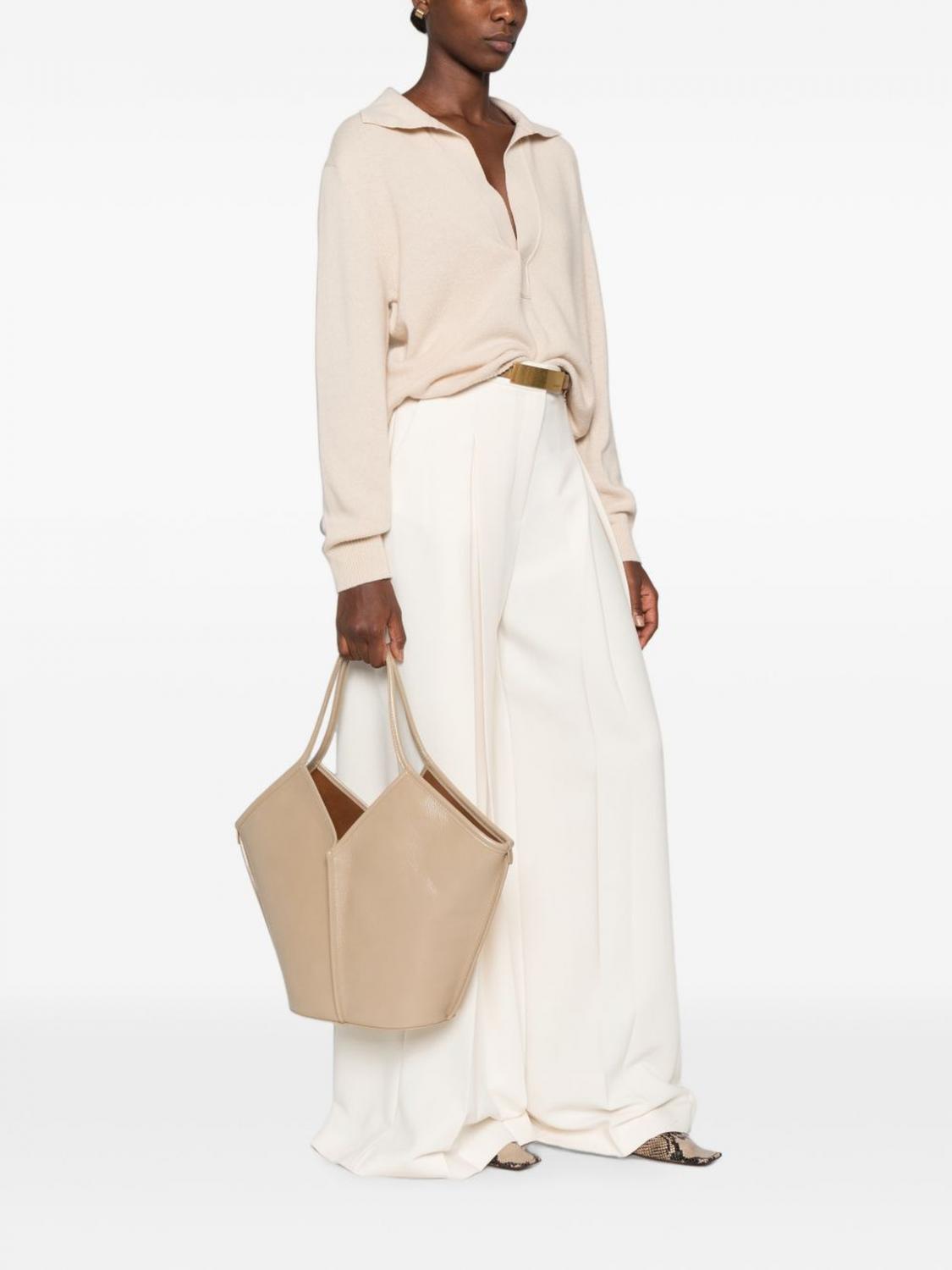 HEREU BORSA A SPALLA: Borsa tote Calella Distressed Hereu in pelle di vitello con doppio manico, Beige - Img 2