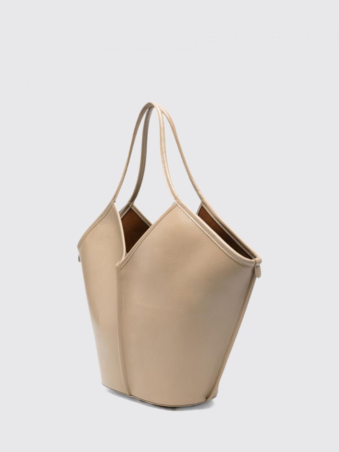 HEREU BORSA A SPALLA: Borsa tote Calella Distressed Hereu in pelle di vitello con doppio manico, Beige - Img 3