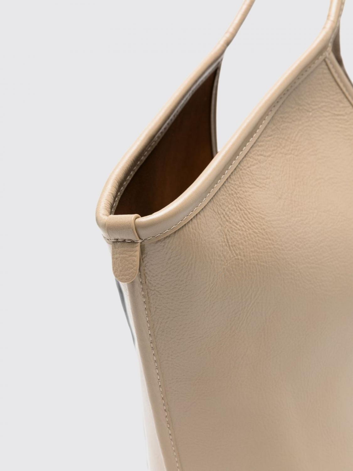 HEREU BORSA A SPALLA: Borsa tote Calella Distressed Hereu in pelle di vitello con doppio manico, Beige - Img 4