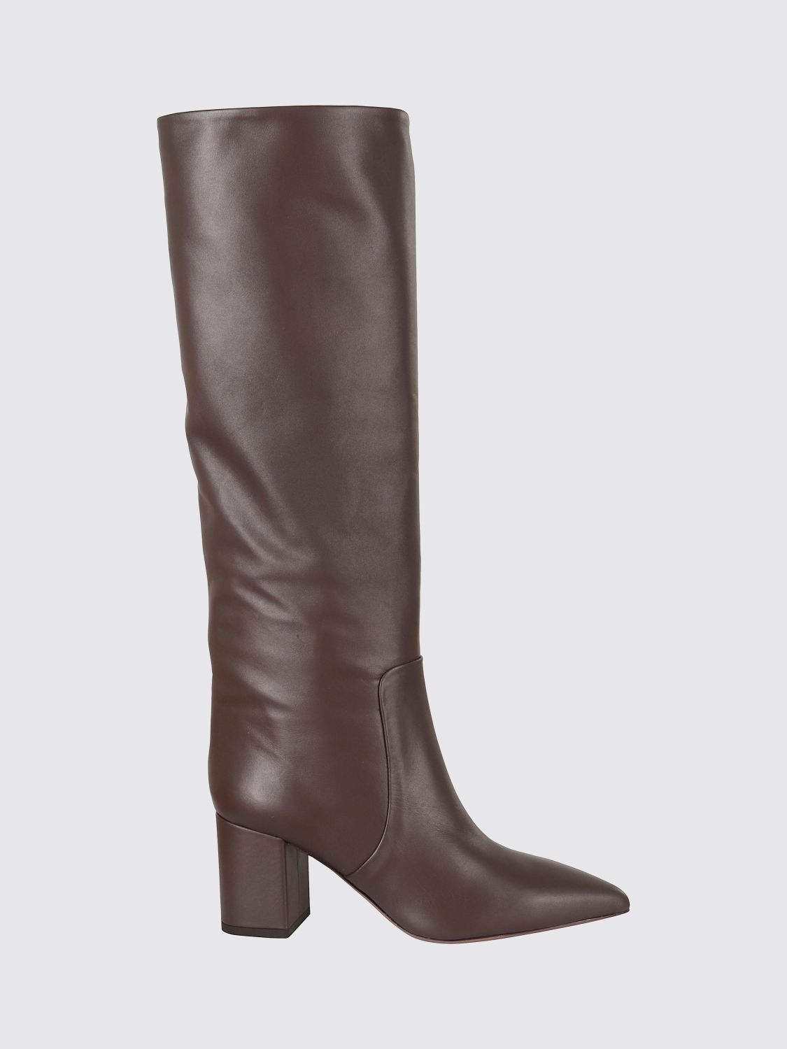 PARIS TEXAS BOTAS: Botas altas de piel Anja Paris Texas con tacón medio, Marrón - Img 1