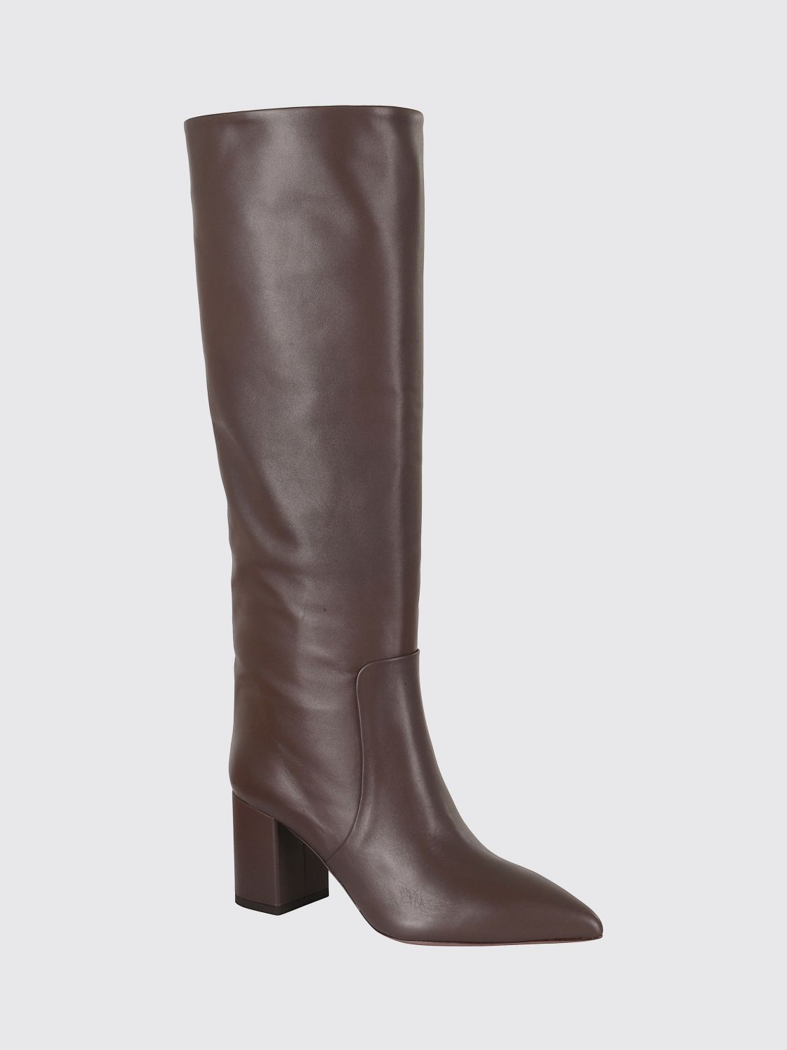 PARIS TEXAS BOTAS: Botas altas de piel Anja Paris Texas con tacón medio, Marrón - Img 2