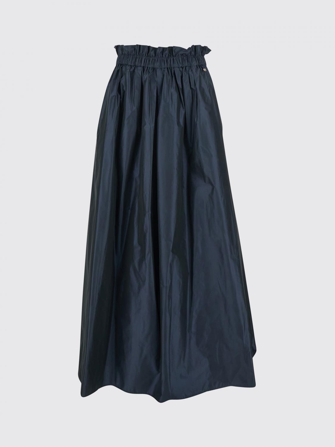 HERNO FALDA: Falda midi evasé Herno de tafetán con talle alto y cintura elástica, Azul Oscuro - Img 2