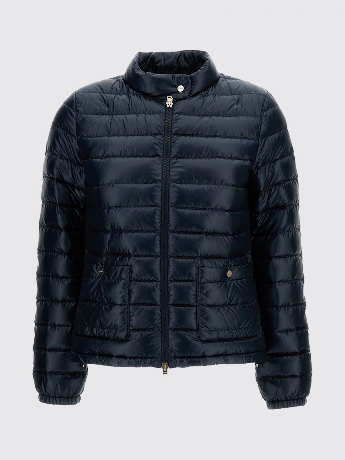 HERNO GIACCA: Piumino corto Herno in nylon ultraleggero con collo biker e zip, Blue - Img 2
