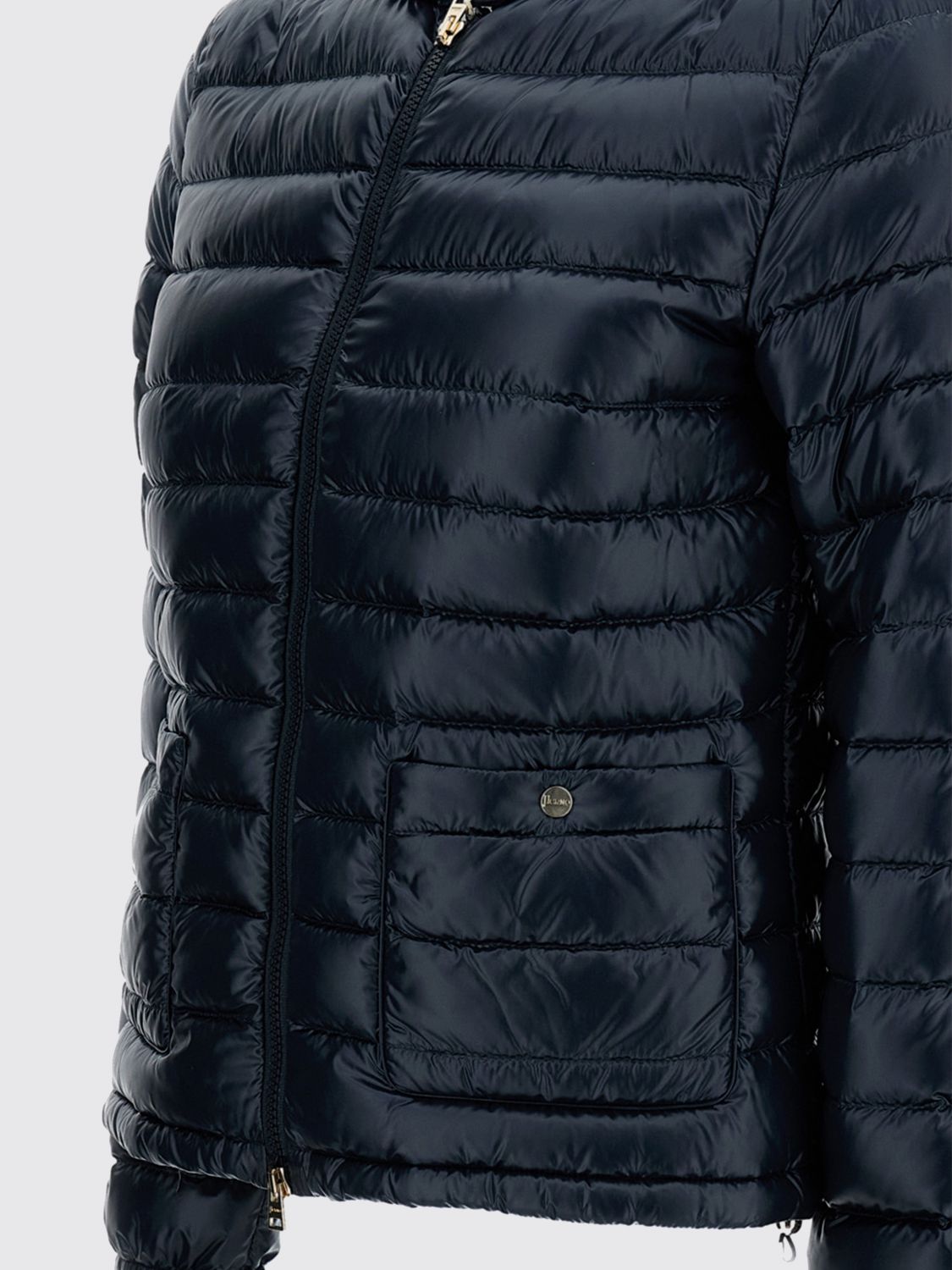 HERNO GIACCA: Piumino corto Herno in nylon ultraleggero con collo biker e zip, Blue - Img 4