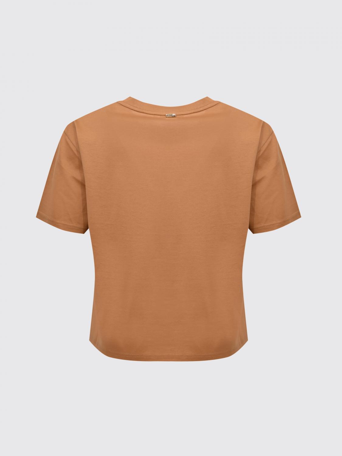 HERNO CAMISETA: Camiseta Herno de algodón de manga corta con monograma de strass, Camello - Img 3