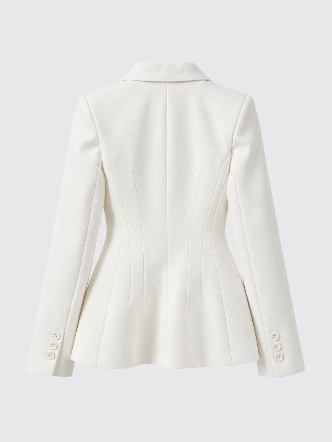 ELISABETTA FRANCHI JACKE: Elisabetta Franchi Zweireihiger Crêpe-Blazer mit gepolsterten Schultern, Ivory - Img 3