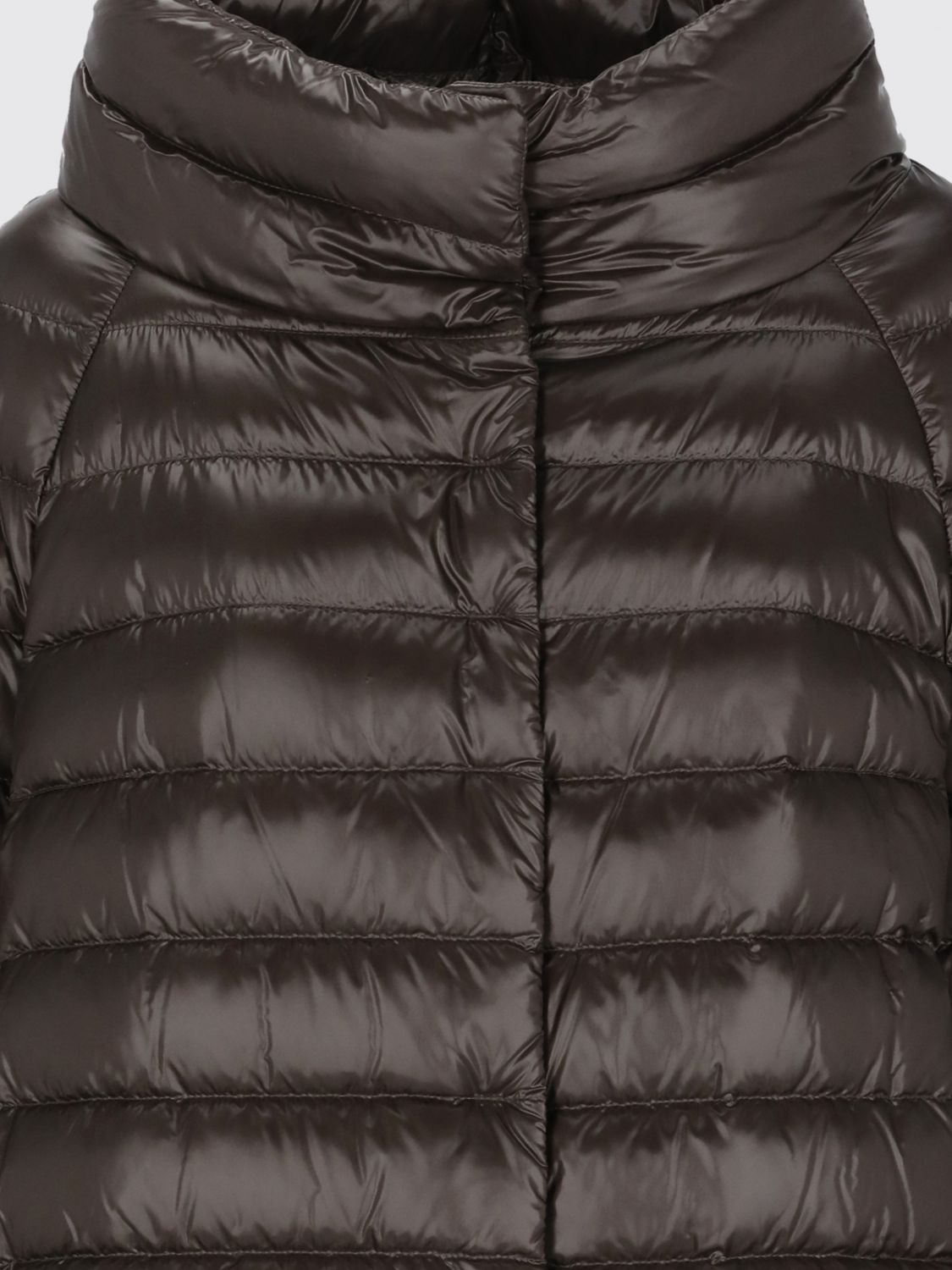 HERNO JACKET: Herno Sofia Short Ultra-Light Nylon Down Jacket with High Neck, Brown - Img 3