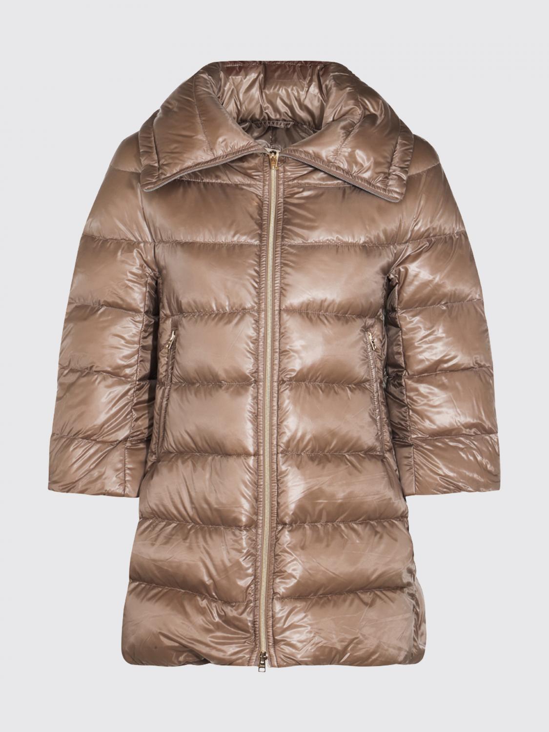 HERNO CHAQUETA: Plumífero largo Herno de nailon acolchado con cuello embudo y cremallera, Tórtola - Img 2