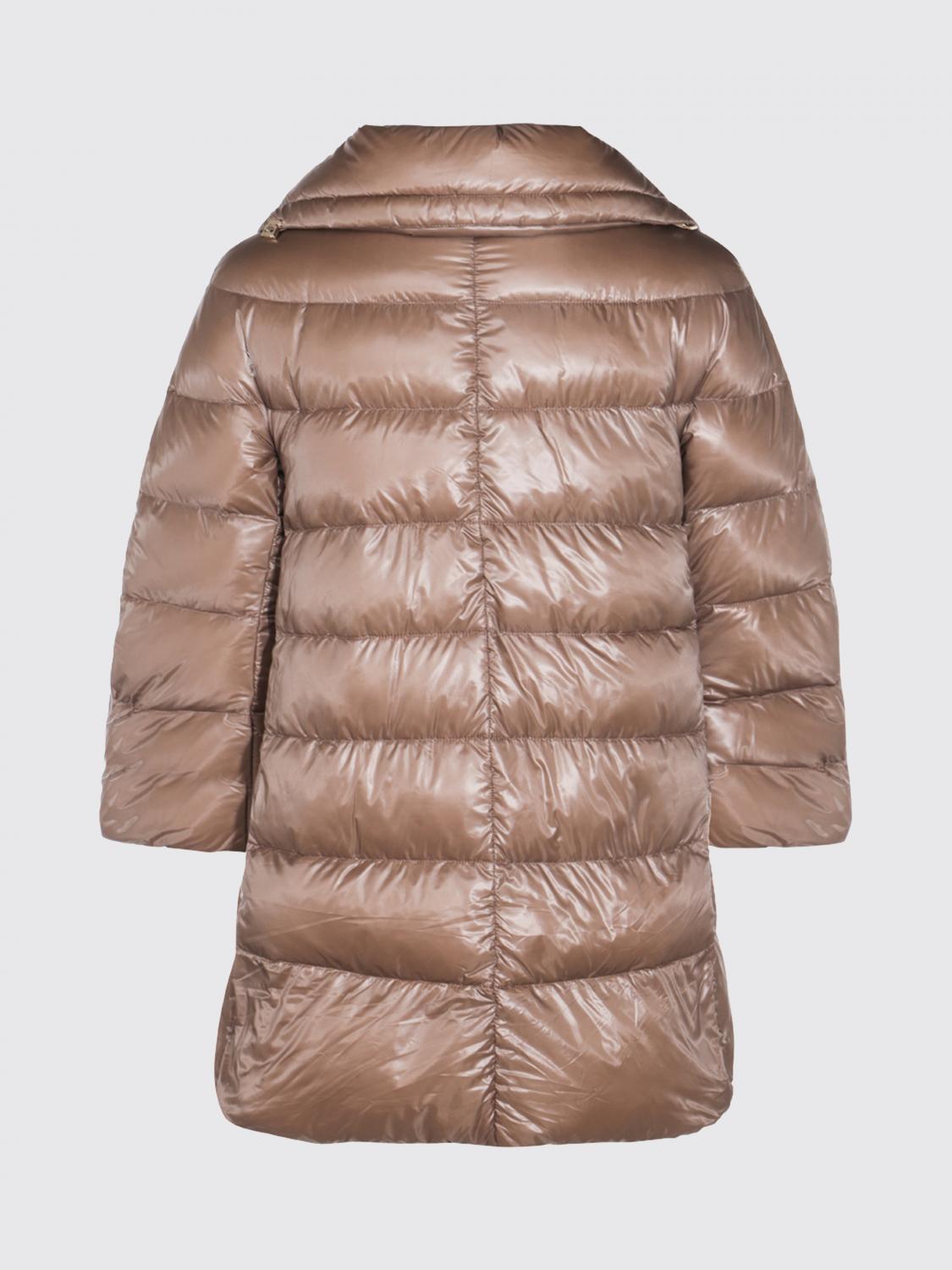 HERNO CHAQUETA: Plumífero largo Herno de nailon acolchado con cuello embudo y cremallera, Tórtola - Img 3
