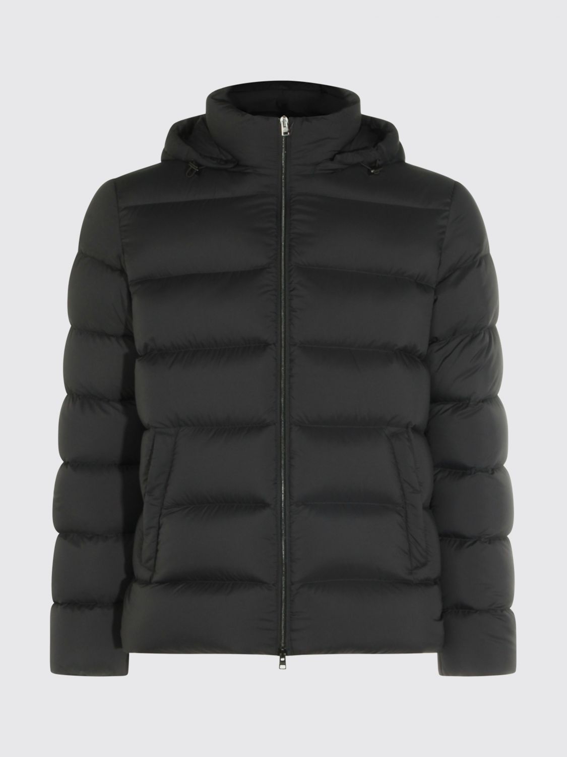 HERNO JACKET: Hooded Water-Repellent Quilted Nylon Down Jacket Herno, Charcoal - Img 2