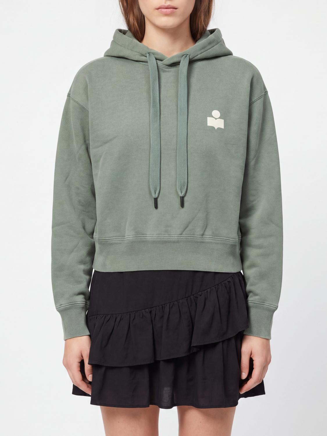 ISABEL MARANT ETOILE SUDADERA: Sudadera con capucha y logo Isabel Marant Etoile de jersey, Verde Salvia - Img 1