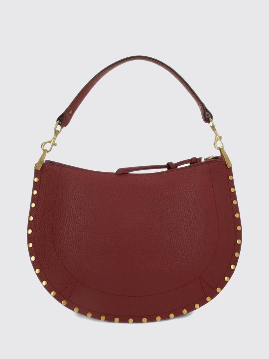 ISABEL MARANT BORSA A SPALLA: Borsa a spalla Oskan Isabel Marant in pelle di vitello a grana con borchie, Rosso - Img 2
