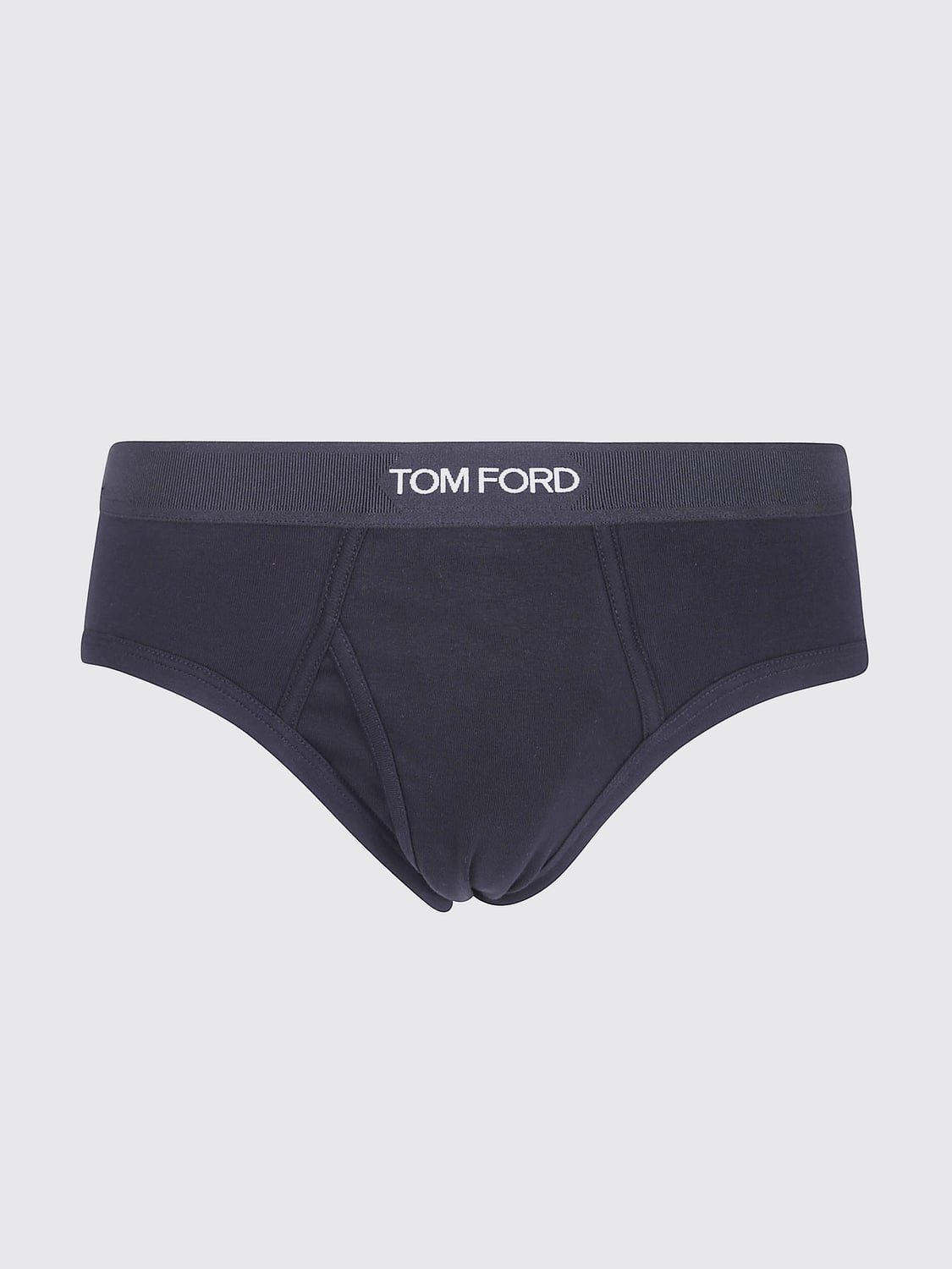 TOM FORD INTIMO: Slip Tom Ford in cotone stretch con fascia logata a contrasto, Nero - Img 1