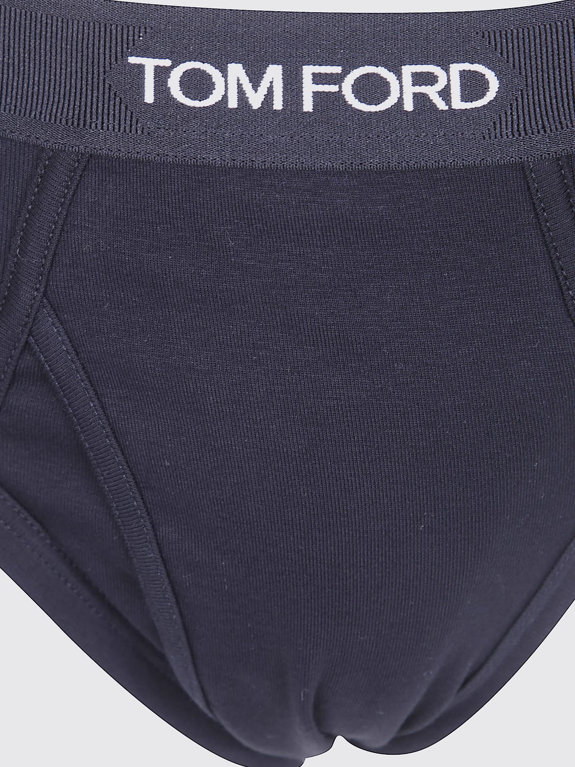 TOM FORD INTIMO: Slip Tom Ford in cotone stretch con fascia logata a contrasto, Nero - Img 3