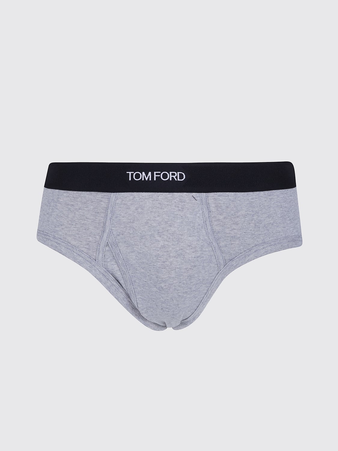 TOM FORD INTIMO: Slip Tom Ford in cotone stretch con fascia logata a contrasto, Grigio - Img 1