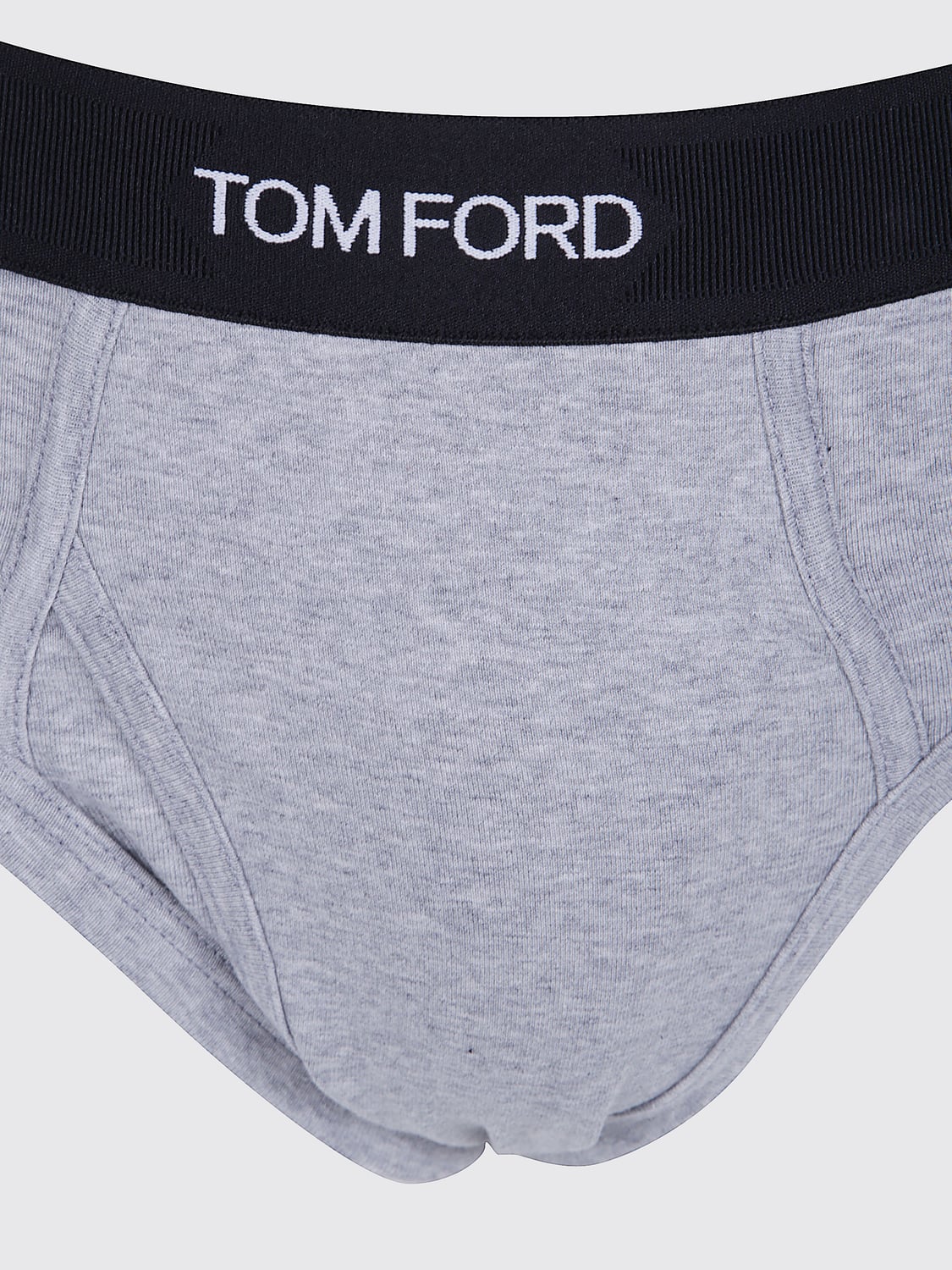 TOM FORD INTIMO: Slip Tom Ford in cotone stretch con fascia logata a contrasto, Grigio - Img 3