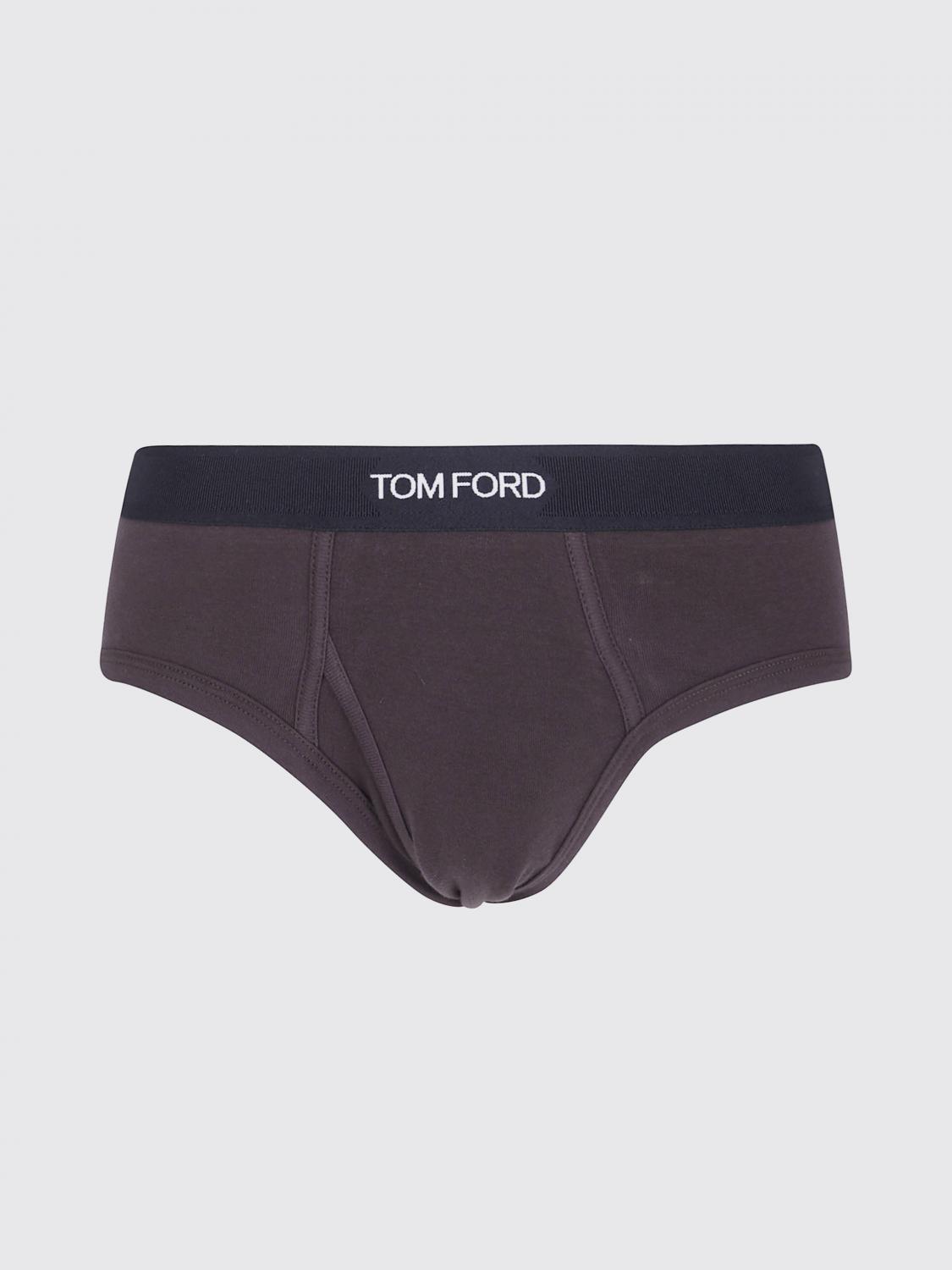 TOM FORD UNDERWEAR: Contrast Logo Waistband Stretch-Cotton Briefs Tom Ford, Brown - Img 1