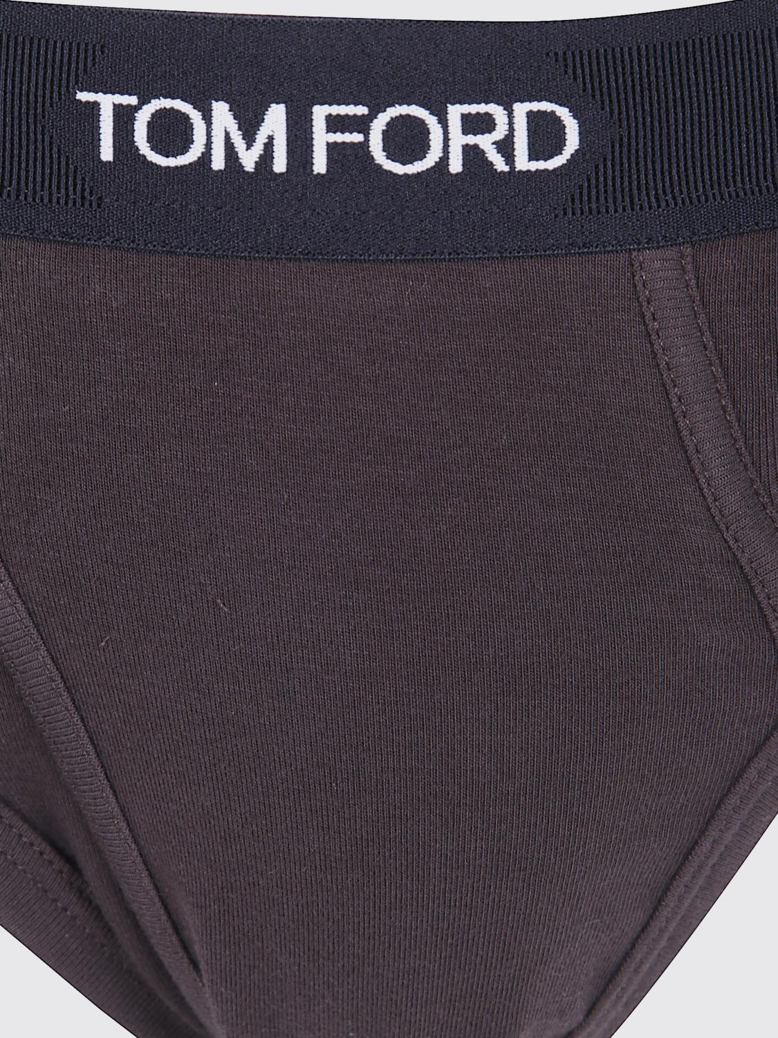 TOM FORD UNDERWEAR: Contrast Logo Waistband Stretch-Cotton Briefs Tom Ford, Brown - Img 3