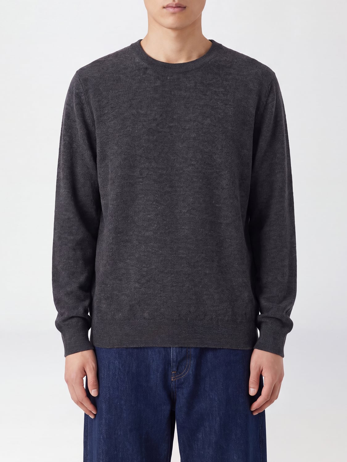 BRUNELLO CUCINELLI SWEATER: Cashmere and Silk Blend Crewneck Sweater Brunello Cucinelli, Charcoal - Img 1