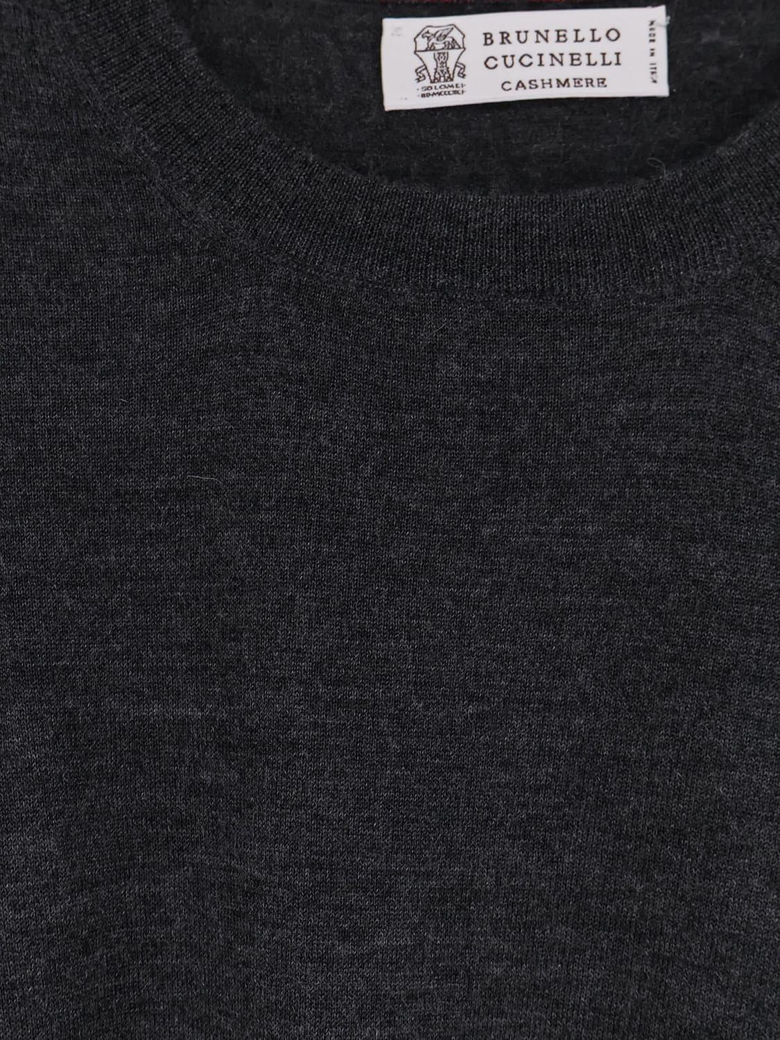 BRUNELLO CUCINELLI SWEATER: Cashmere and Silk Blend Crewneck Sweater Brunello Cucinelli, Charcoal - Img 4