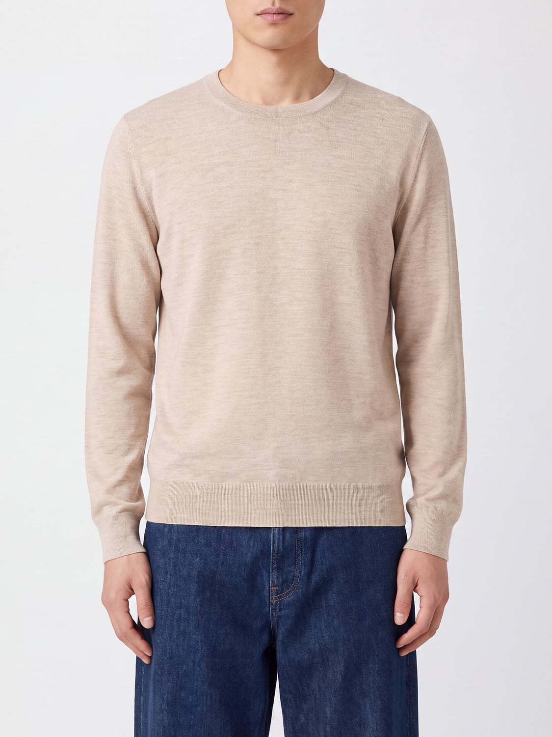 BRUNELLO CUCINELLI SWEATER: Cashmere and Silk Blend Crewneck Sweater Brunello Cucinelli, Camel - Img 1