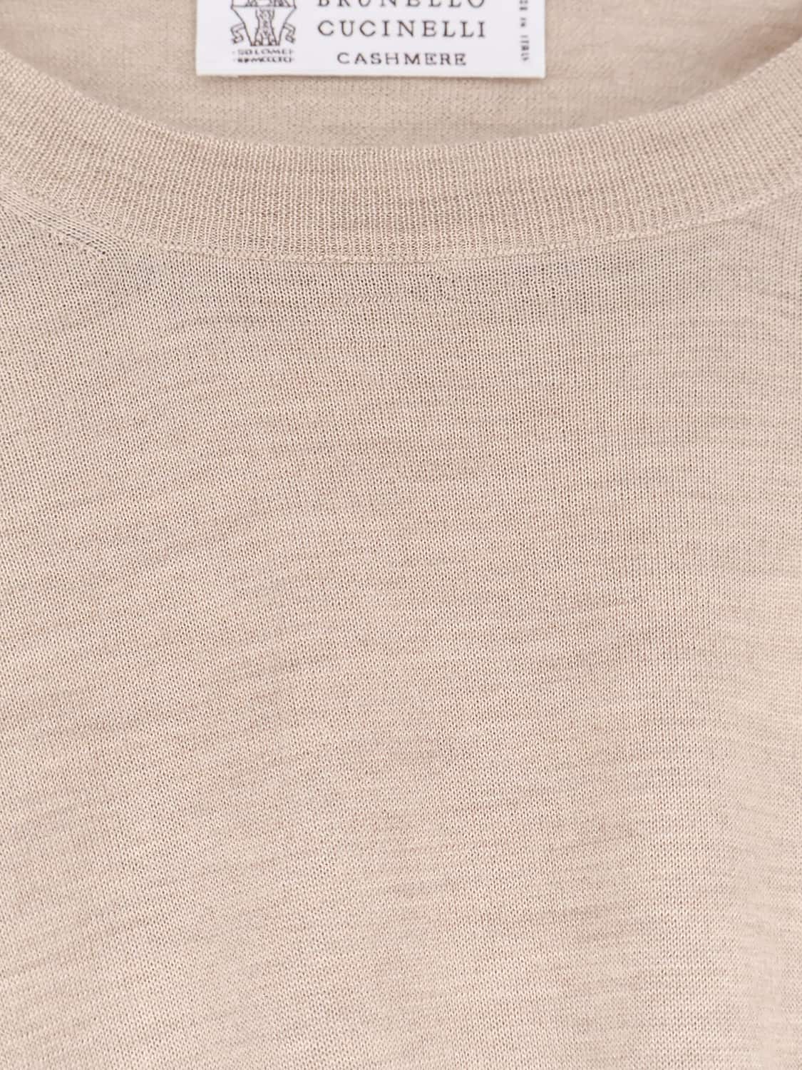 BRUNELLO CUCINELLI SWEATER: Cashmere and Silk Blend Crewneck Sweater Brunello Cucinelli, Camel - Img 4