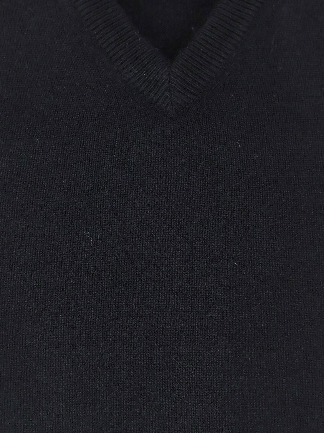 BRUNELLO CUCINELLI SWEATER: Pure Cashmere V-Neck Jumper Brunello Cucinelli with Ribbed Trims, Black - Img 4