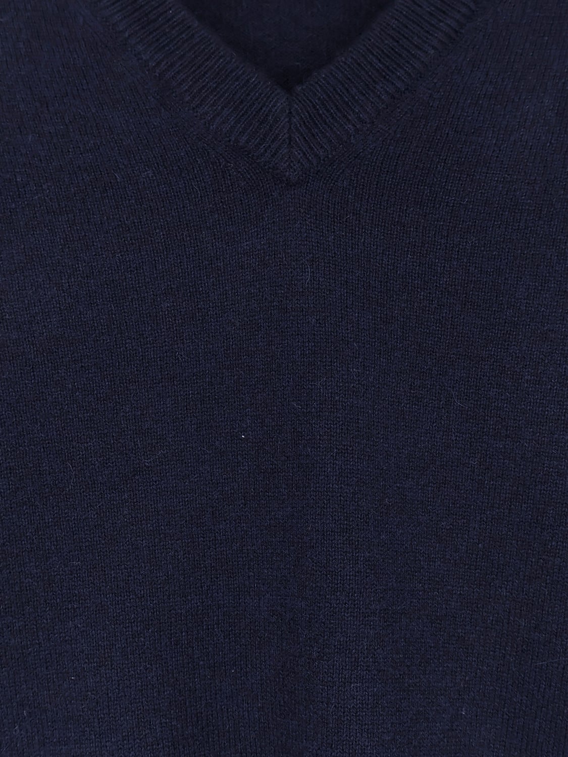 BRUNELLO CUCINELLI SWEATER: Pure Cashmere V-Neck Jumper Brunello Cucinelli with Ribbed Trims, Navy - Img 4