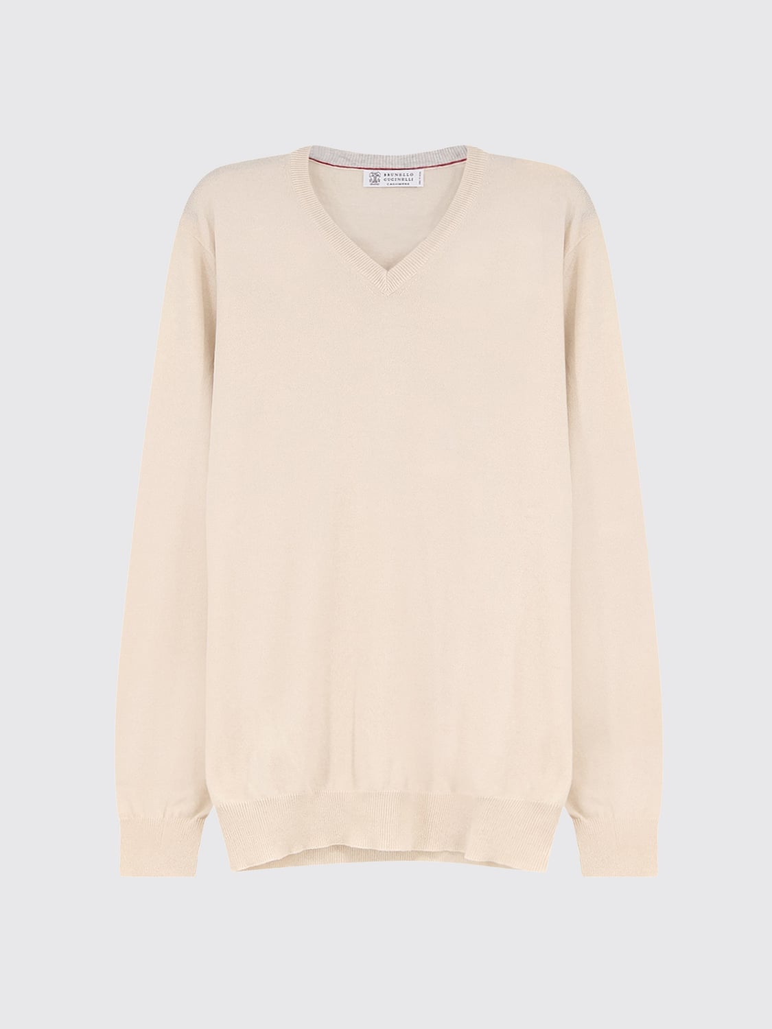 BRUNELLO CUCINELLI SWEATER: Pure Cashmere V-Neck Jumper Brunello Cucinelli with Ribbed Trims, Butter - Img 2