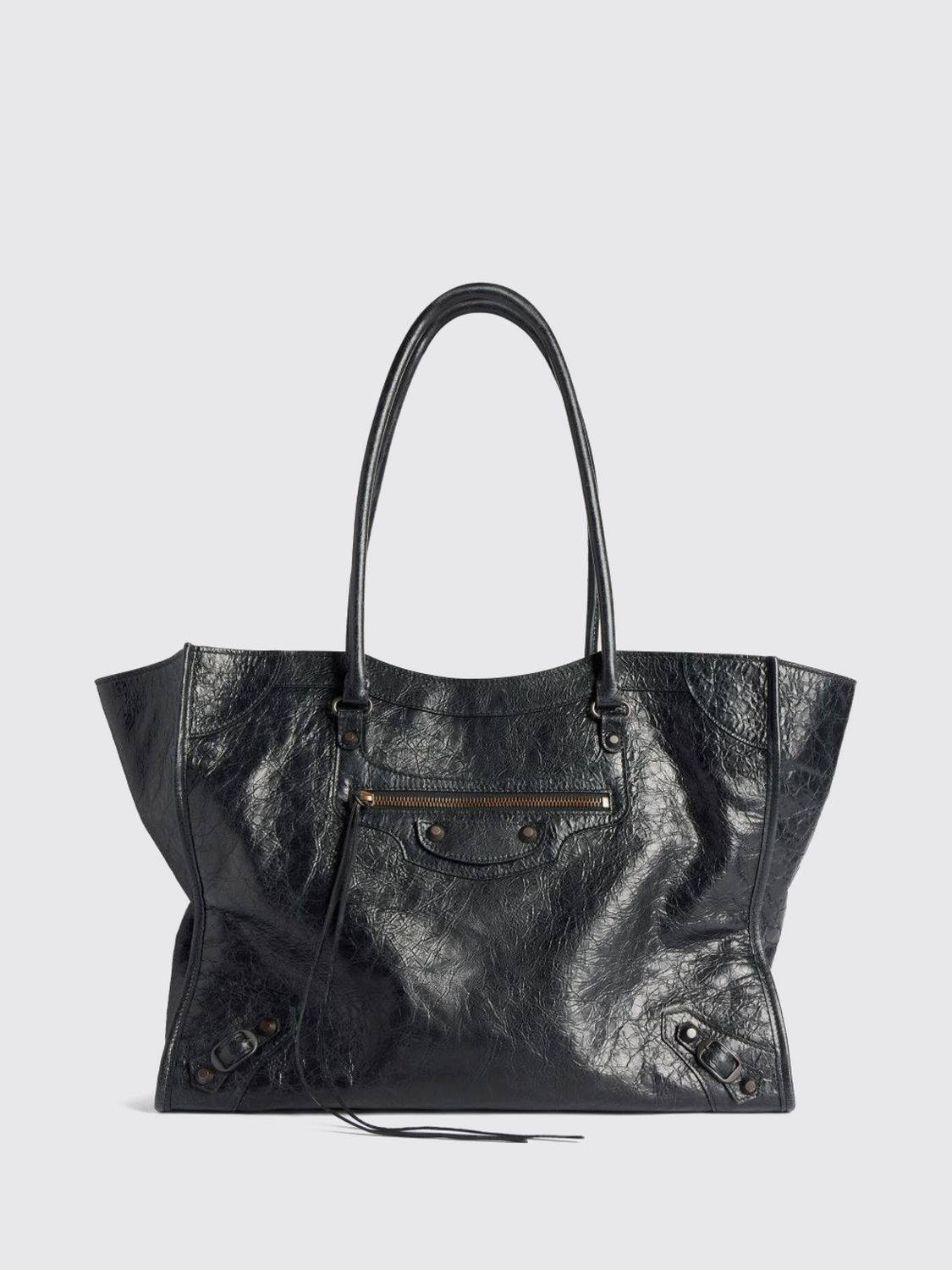 BALENCIAGA BORSA TOTE: Borsa tote Le City Balenciaga in pelle di agnello Arena con borchie, Nero - Img 1