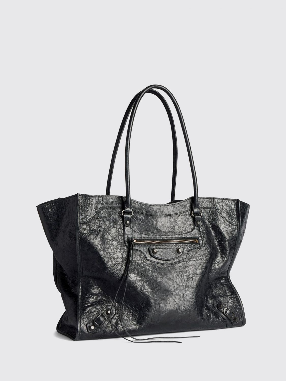 BALENCIAGA BORSA TOTE: Borsa tote Le City Balenciaga in pelle di agnello Arena con borchie, Nero - Img 3