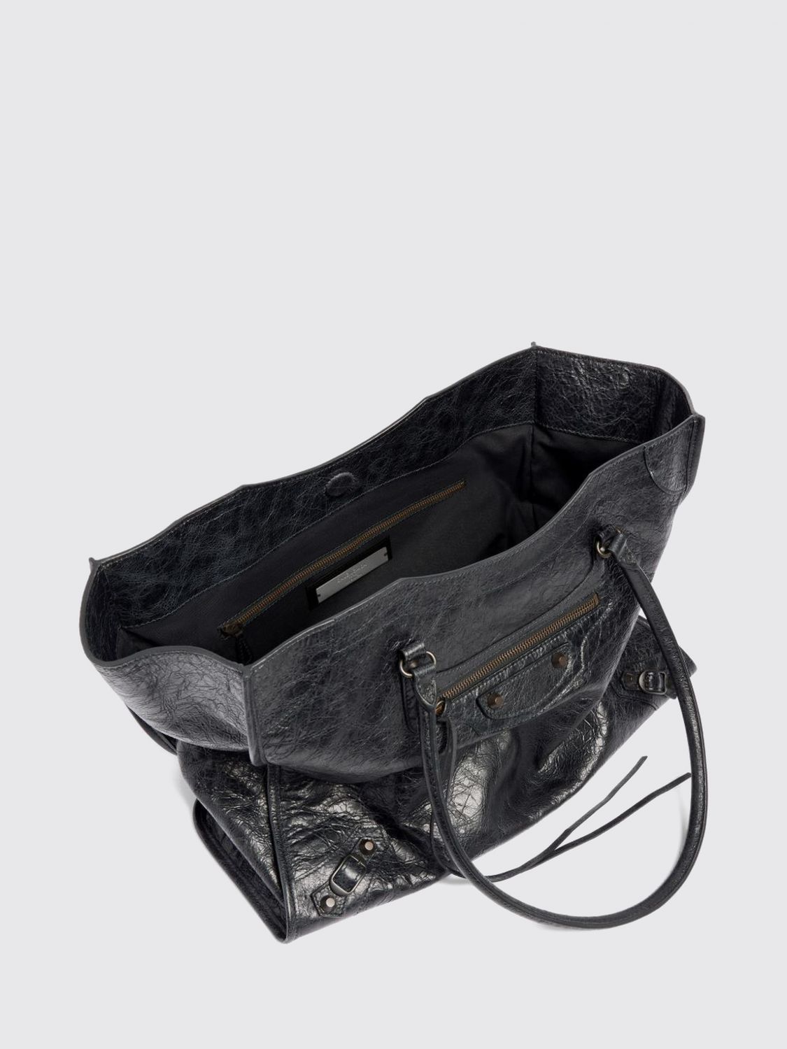 BALENCIAGA BORSA TOTE: Borsa tote Le City Balenciaga in pelle di agnello Arena con borchie, Nero - Img 5
