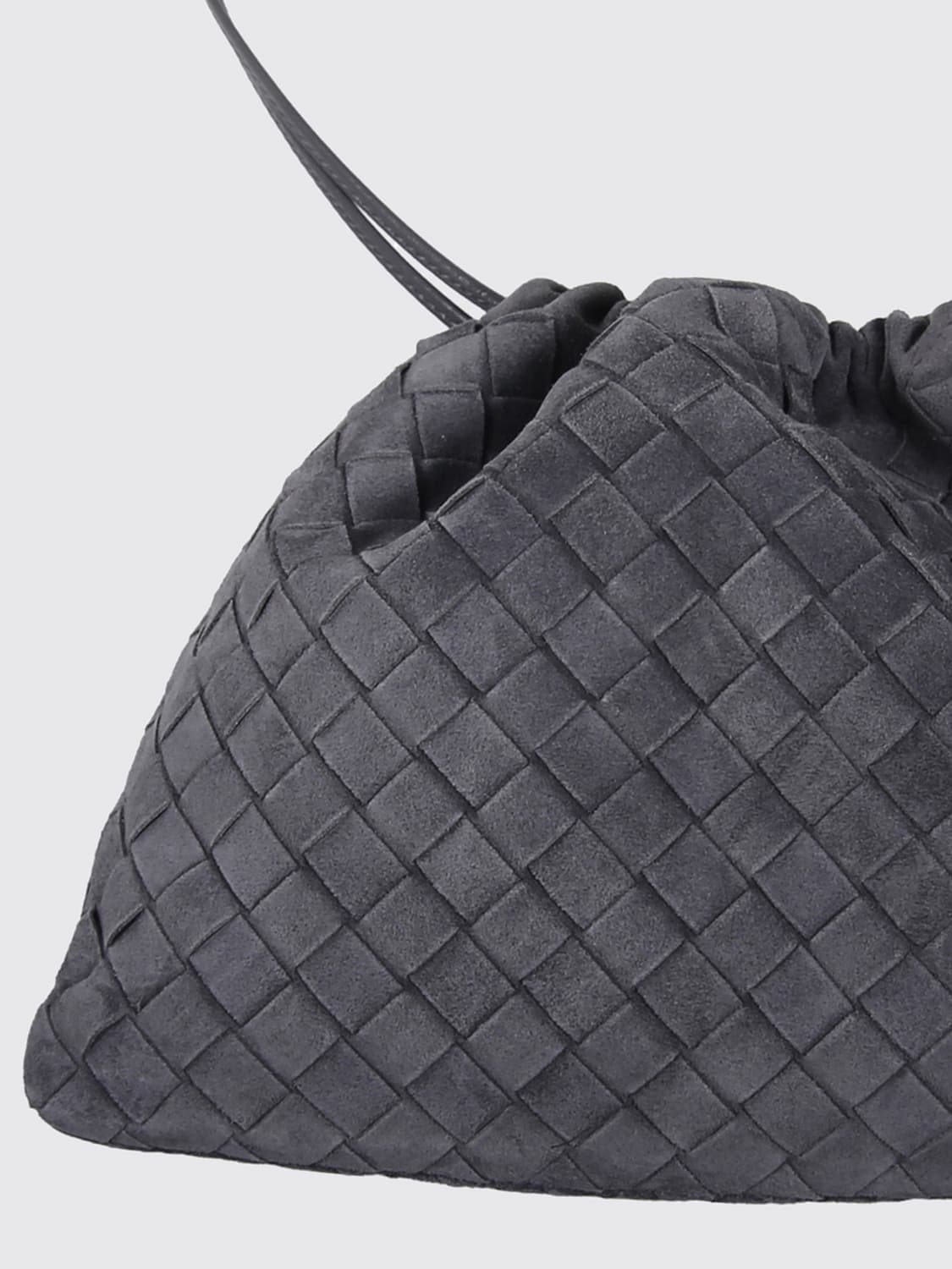 BOTTEGA VENETA CLUTCH: Dustbag Clutch Bottega Veneta aus Kalbsleder mit Kordelzug, Grau - Img 3