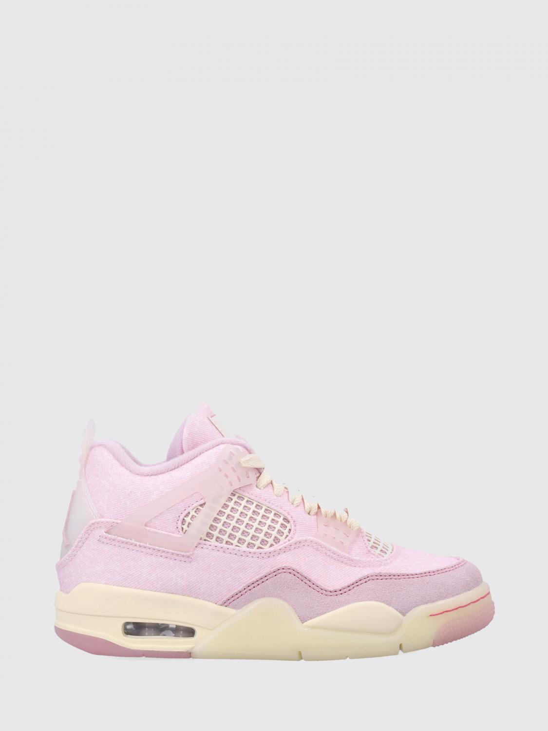 NIKE 스니커즈: NIKE 데님 및 스웨이드 소재의 에어 조던 4 레트로 하이탑 스니커즈, 핑크 - Img 1