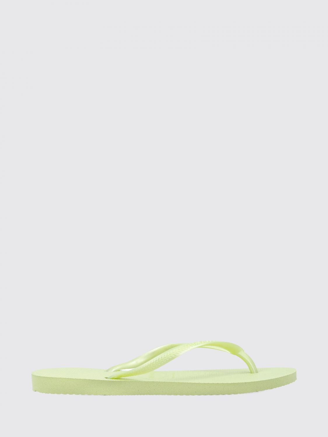 HAVAIANAS SANDALI CON TACCO: Sandali infradito Slim Havaianas in gomma con tacco basso e logo tono su tono, Verde - Img 1
