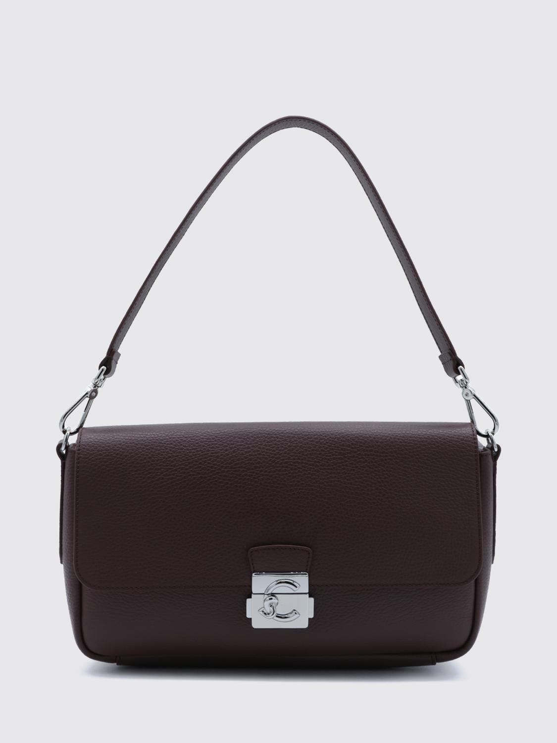 COCCINELLE BORSA A SPALLA: Borsa a spalla C-Me Lock Coccinelle in pelle martellata con chiusura a fibbia, Mirtillo - Img 1