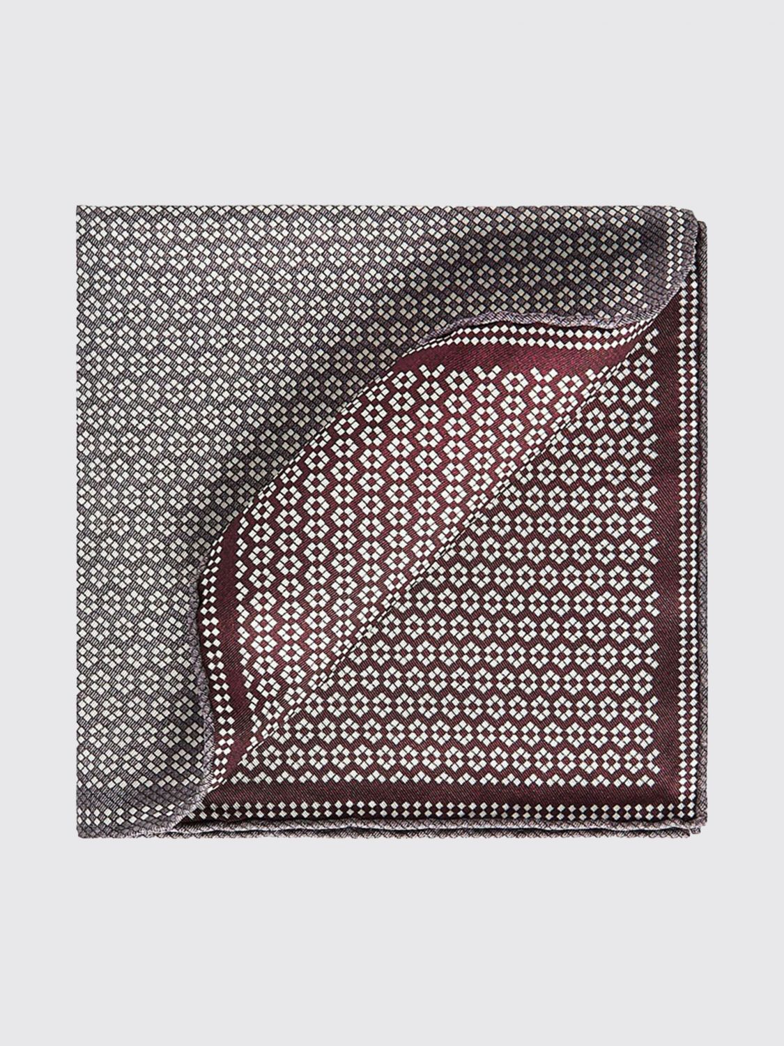 BRUNELLO CUCINELLI FOULARD: Pochette de costume Brunello Cucinelli en pure soie à imprimé abstrait, Vin - Img 1