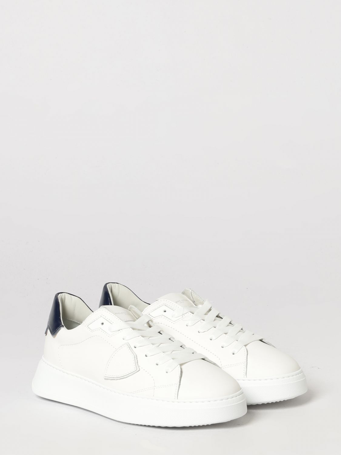PHILIPPE MODEL SNEAKERS: Sneakers basse Temple Low Philippe Model in pelle di vitello liscia con logo Scudetto, Bianco - Img 2