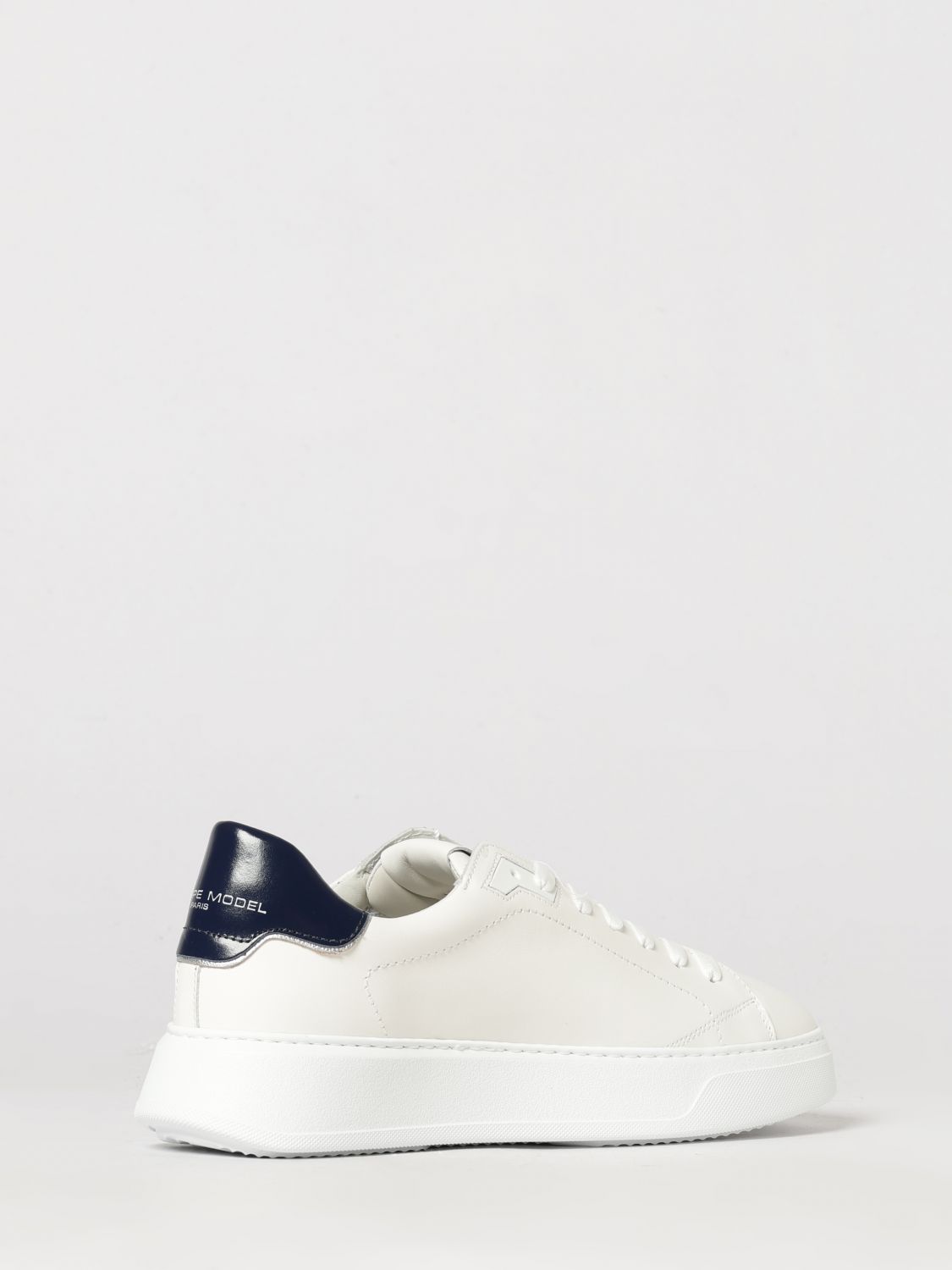 PHILIPPE MODEL SNEAKERS: Sneakers basse Temple Low Philippe Model in pelle di vitello liscia con logo Scudetto, Bianco - Img 3