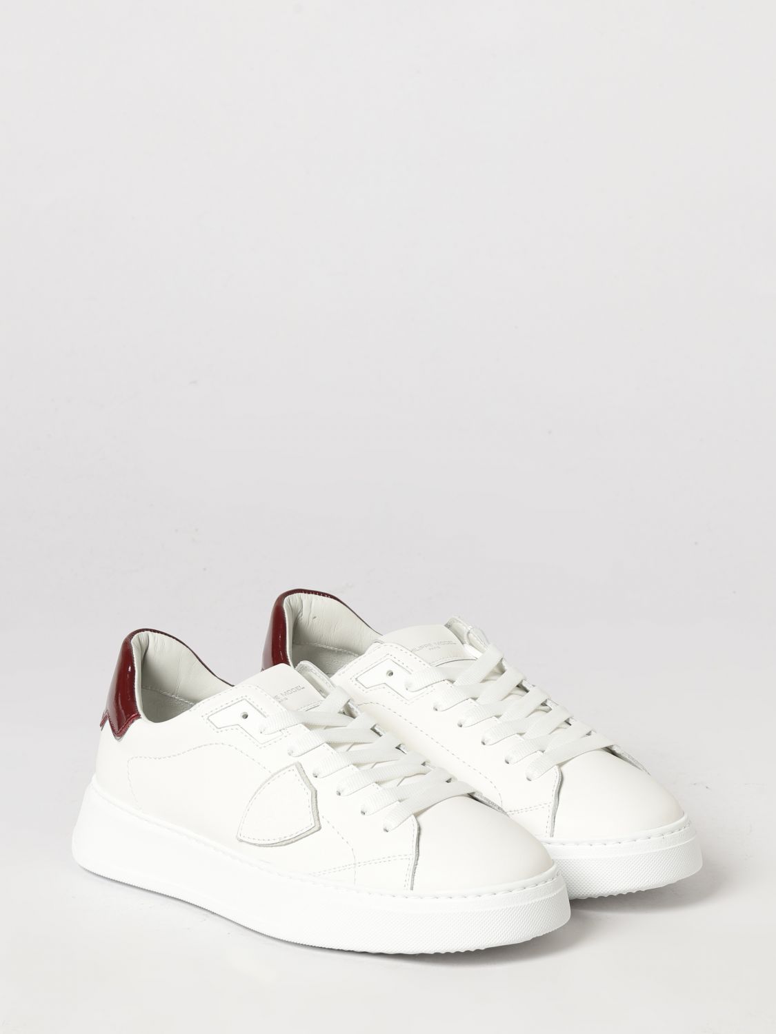 PHILIPPE MODEL SNEAKERS: Sneakers basse Temple Low Philippe Model in pelle di vitello liscia con logo Scudetto, Bianco 4 - Img 2