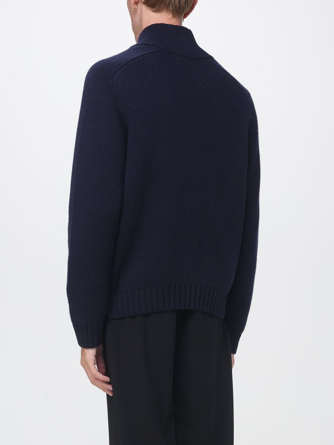 TOM FORD SWEATER: Tom Ford Pure Cashmere Turtleneck Cardigan with Button Closure, Blue - Img 3