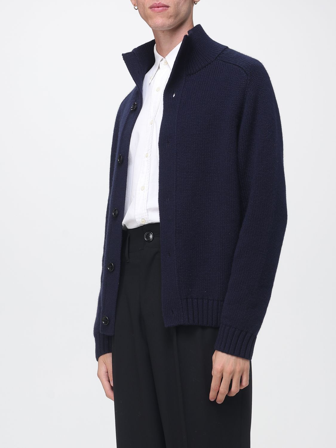 TOM FORD SWEATER: Tom Ford Pure Cashmere Turtleneck Cardigan with Button Closure, Blue - Img 4