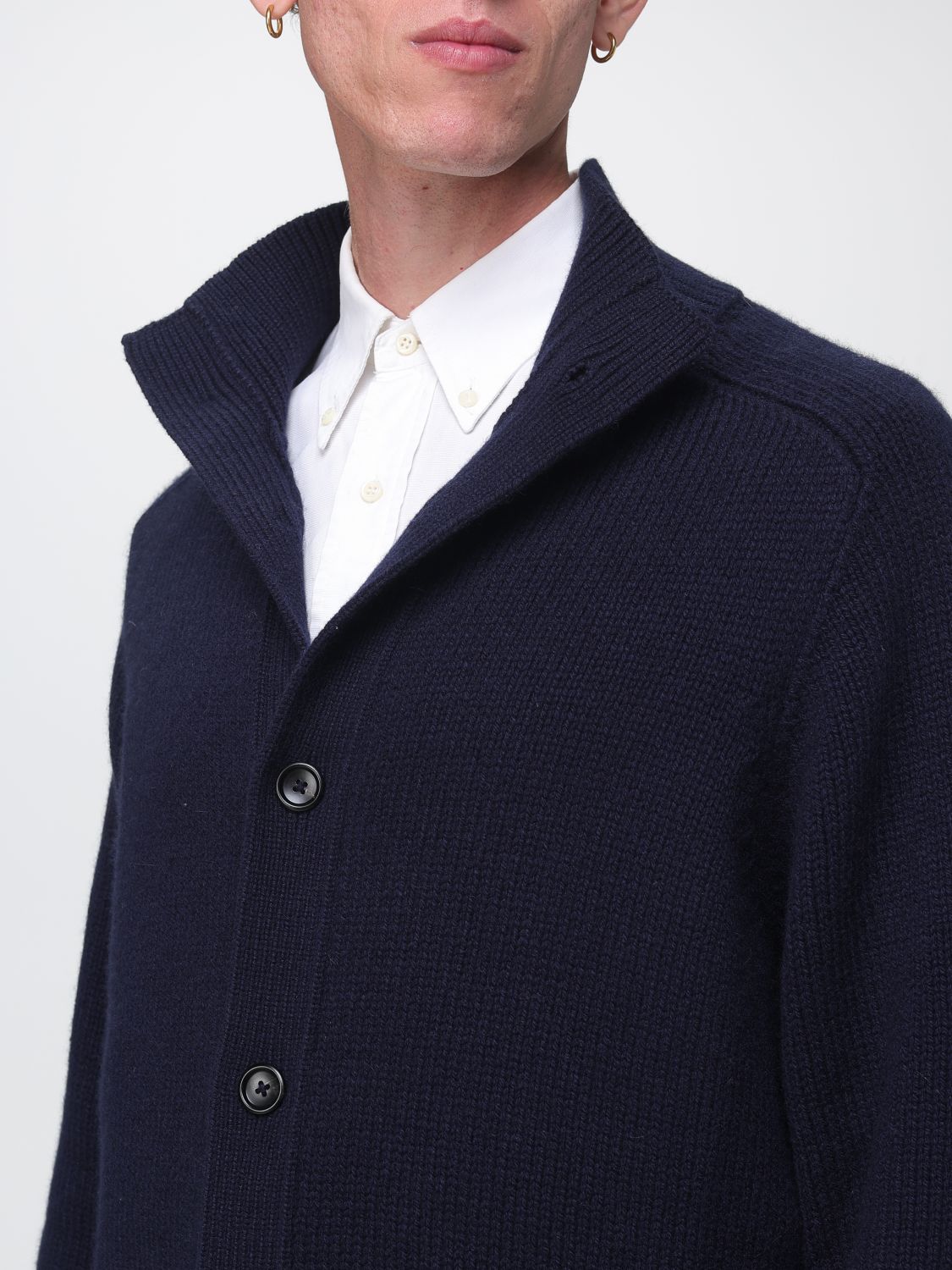 TOM FORD SWEATER: Tom Ford Pure Cashmere Turtleneck Cardigan with Button Closure, Blue - Img 5