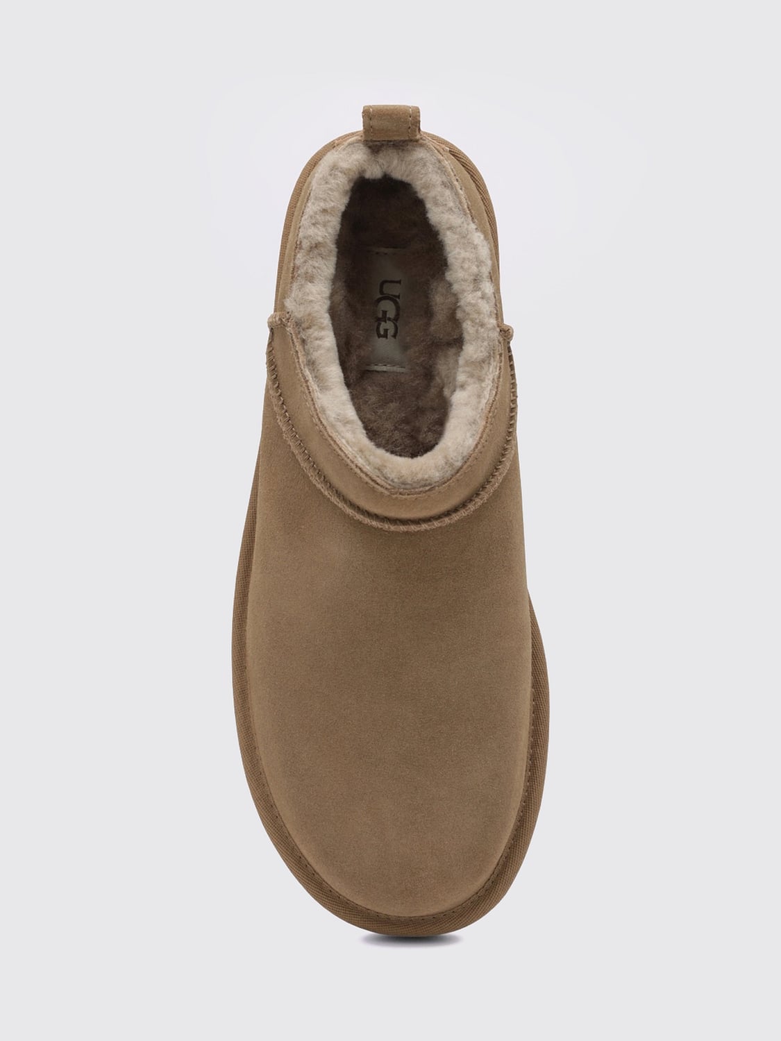 UGG BOOT: UGG Classic Ultra Mini Suede Ankle Boots with Wool Lining, Grey - Img 3