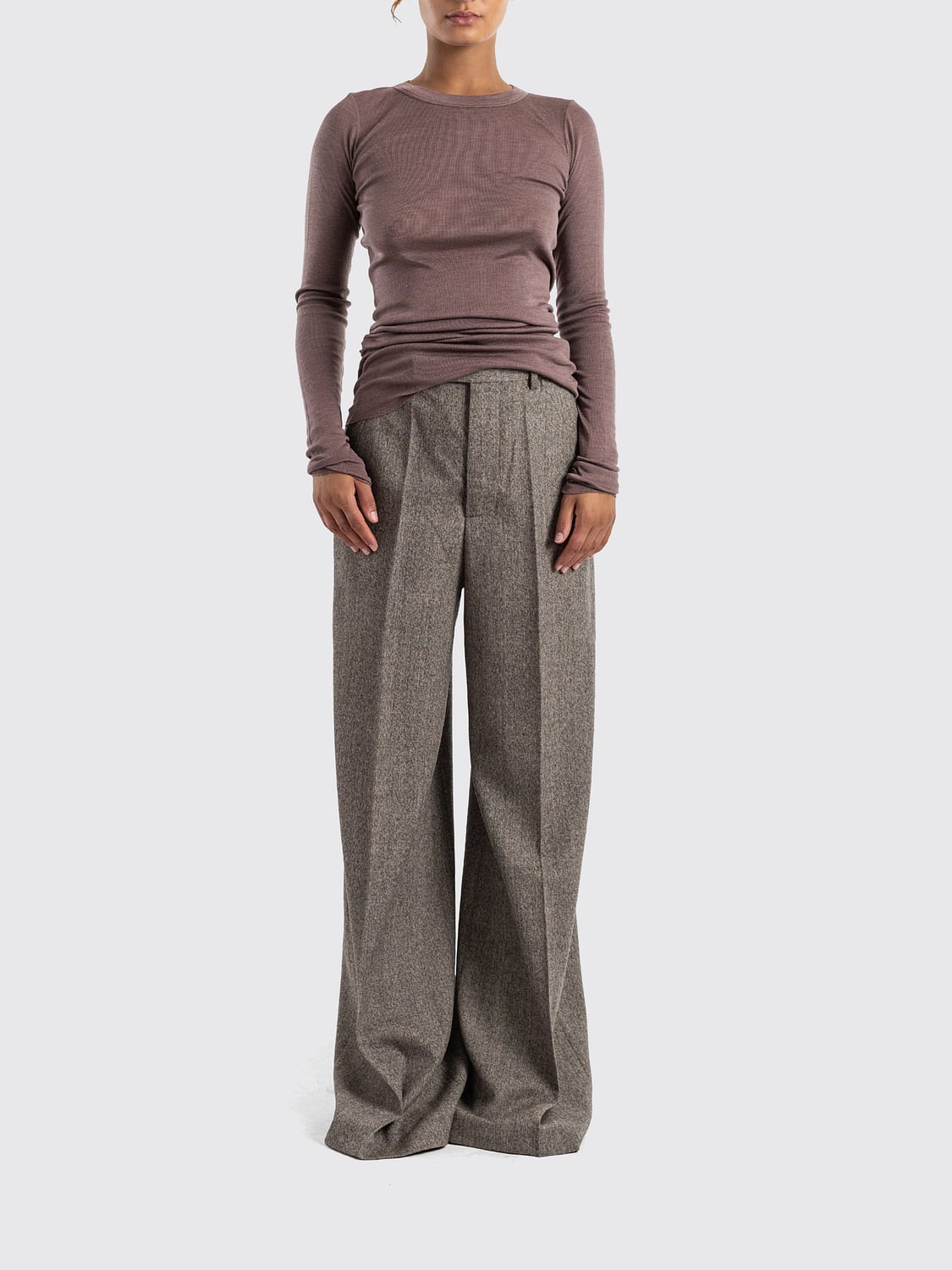 RICK OWENS CAMISETA: Camiseta de manga larga Rick Owens de jersey de viscosa con cuello redondo, Violeta - Img 2