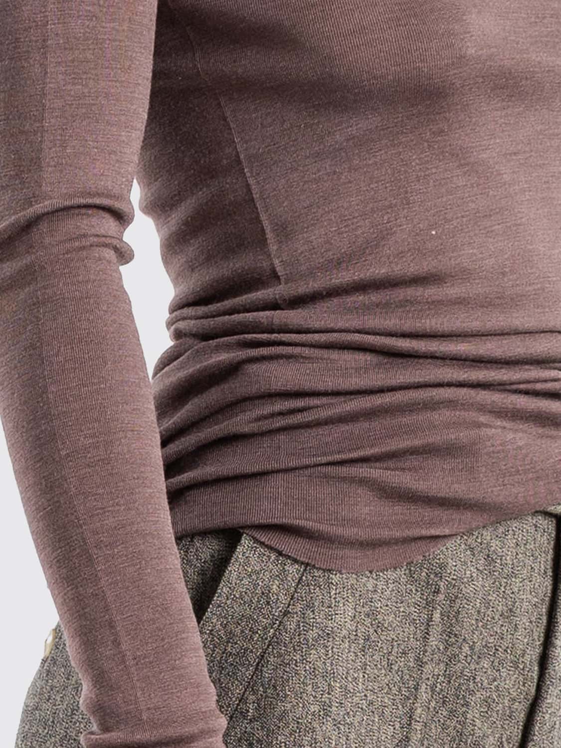 RICK OWENS CAMISETA: Camiseta de manga larga Rick Owens de jersey de viscosa con cuello redondo, Violeta - Img 4