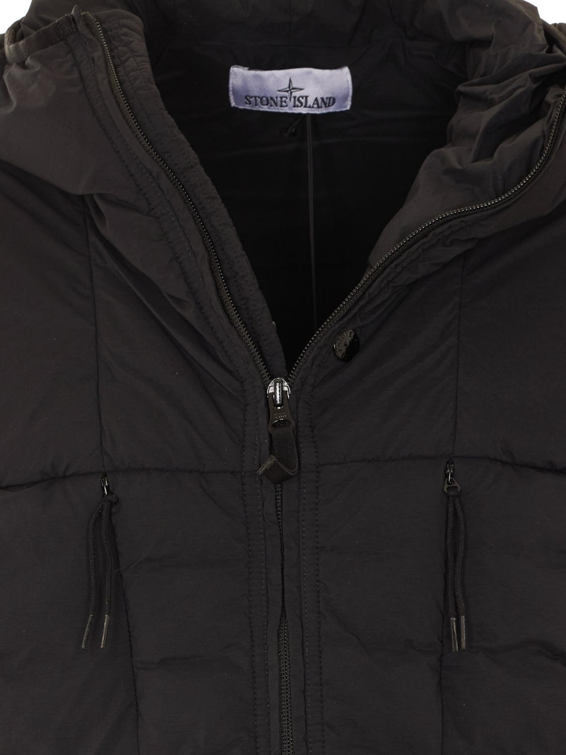 STONE ISLAND JACKET: Stone Island Quilted Nylon Puffer Jacket with Hood and Down Padding, Black - Img 4