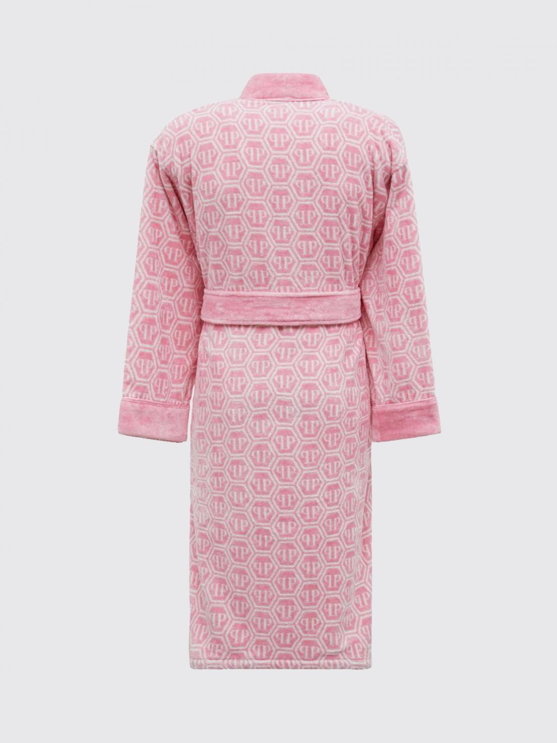 PHILIPP PLEIN BATHROBES: Philipp Plein Contrast Hexagon Monogram Cotton Terry Bathrobe, Pink - Img 3