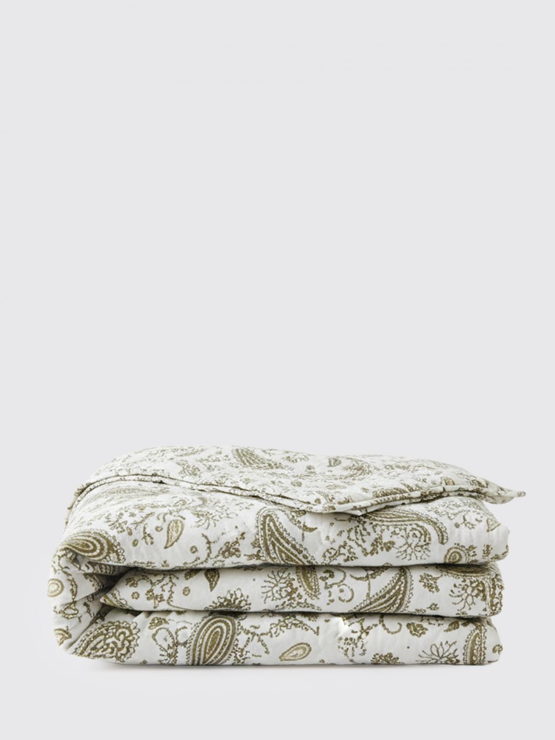 TRUSSARDI COPRILETTI E PLAID: Copriletto matrimoniale New-Paisley Trussardi in cotone con stampa etnica, Beige - Img 1