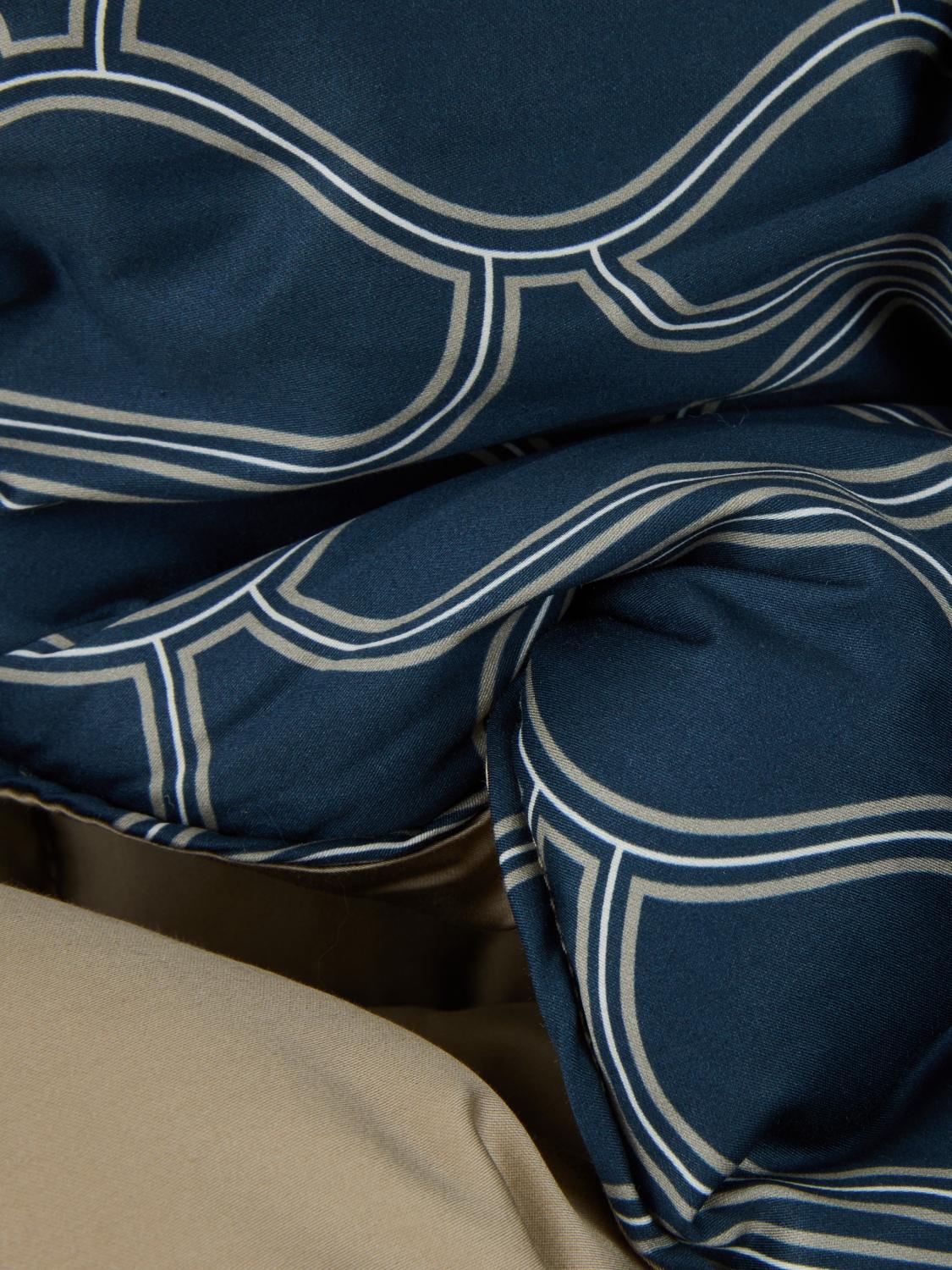 TRUSSARDI BEDCOVERS AND BLANKETS: Trussardi Bloom ジオメトリックプリント コットンサテン ダブルベッドスプレッド, ブルー - Img 2